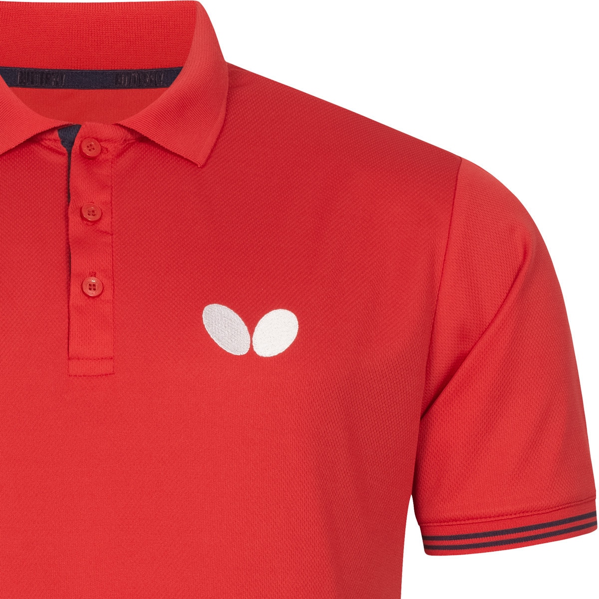 Butterfly Puren Shirt: Close-up of left chest Butterfly Wings of Red shirt